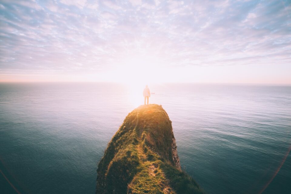 cliff, man, coast
