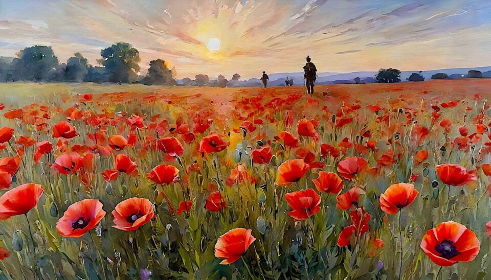 ai generated, poppies, field