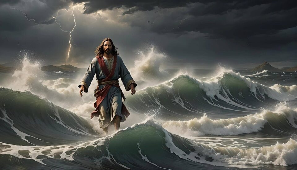 ai generated, jesus, jesus on the water