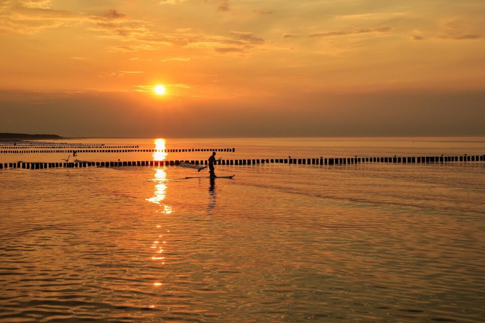 sunset, sea, paddle, water, calm, silence, clouds, nature, quiet, heaven, sun, calm, silence, silence, silence, silence, silence