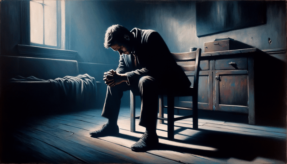 ai generated, prayer, darkness, seeking hope, inner struggles, depress mind, depression, psychology, frustration, sitting in silences, anxious thoughts, room of reflection, in search of peace, prayer, prayer, depression, depression, frustration, frustration, frustration, frustration, frustration