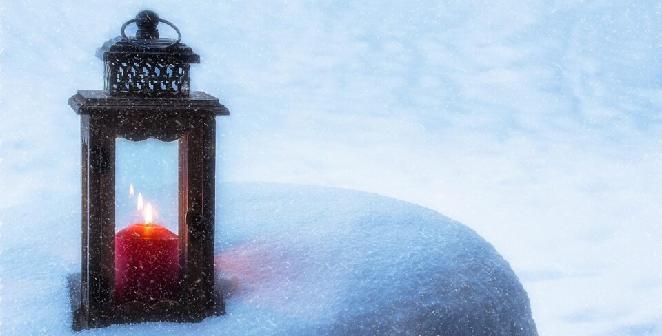 lantern, candle, light, mood, candlelight, nature, romance, snow, snowfall, winter, covered in snow, cold, wintry, snow area
