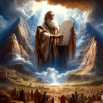 laws on stone, sinai summit laws, moral commandments, divine decalogue, commandments to follow, mount sinai laws, tablets of covenant, god's written law, commandments of faith, moral guidance, moses receives law, tablets from heaven, divine lawgiver, ai generated
