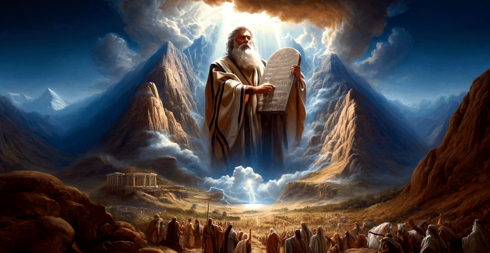 laws on stone, sinai summit laws, moral commandments, divine decalogue, commandments to follow, mount sinai laws, tablets of covenant, god's written law, commandments of faith, moral guidance, moses receives law, tablets from heaven, divine lawgiver, ai generated