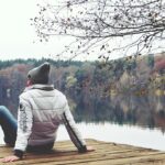 web, boardwalk, water, pond, nature reserve, man, human, to sit, reflection, relax, quiet, fall, winter, burnout, autumn mood, nature, silence, think, lonliness, life, phase of life, self-discovery, old, recreation, mindfulness