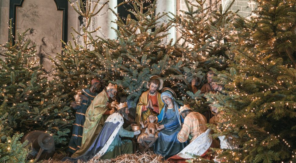 A nativity scene of the birth of jesus