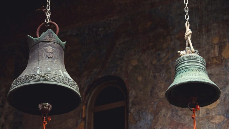 a group of bells from a chain