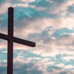 close-up of brown wooden cross