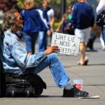 man, sign, beggars