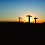 cross, sunset, sunrise