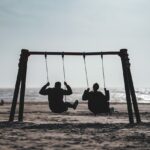 beach, swing, couple