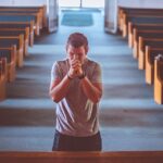 people, man, alone, praying, kneel, down, wooden, bench, church, chapel, religion, faith, praying, praying, praying, praying, praying, kneel, faith, faith
