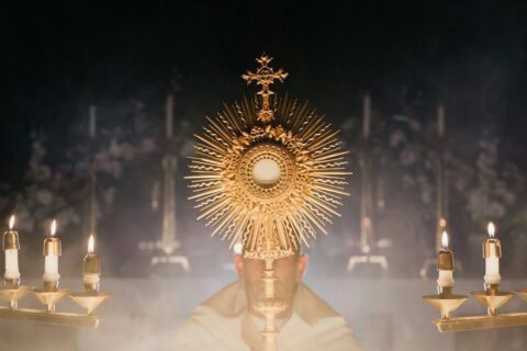 our Lord in the monstrance at a Lifeteen conference