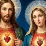Prikaz Presvetog Srca Isusova i Bezgrešnog Srca Marijina kao simbola Božje i Marijine ljubavi prema čovjeku.