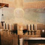 crucifix in an altar painting
