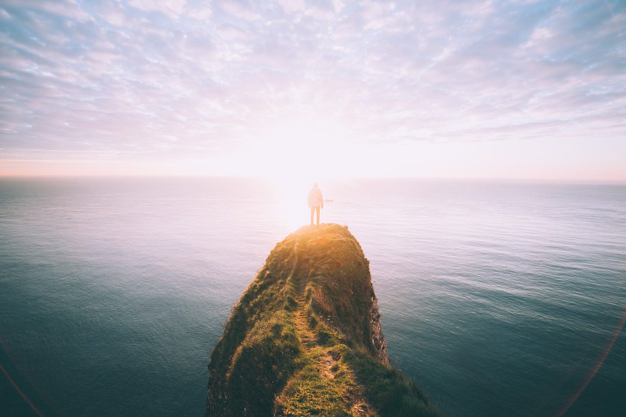 cliff, man, coast