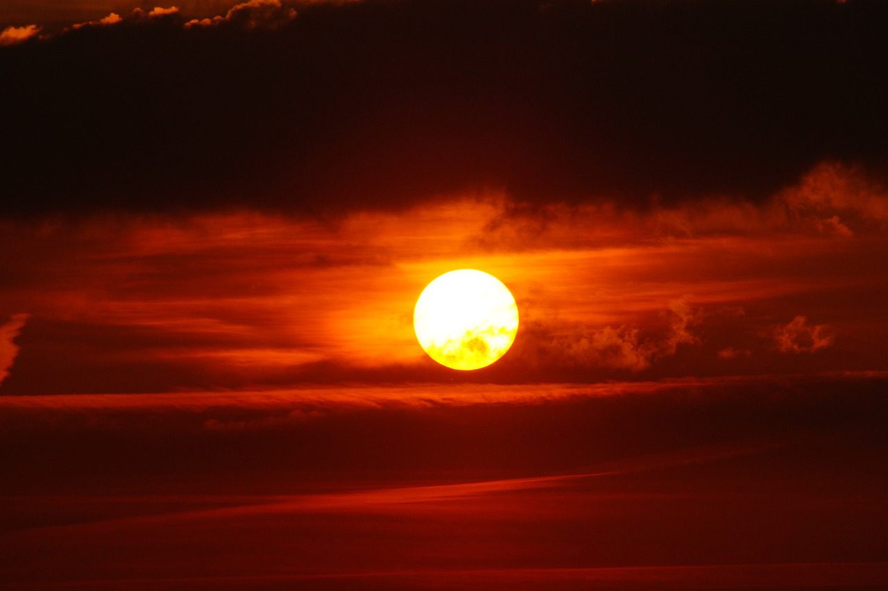 sun, sunset, moon