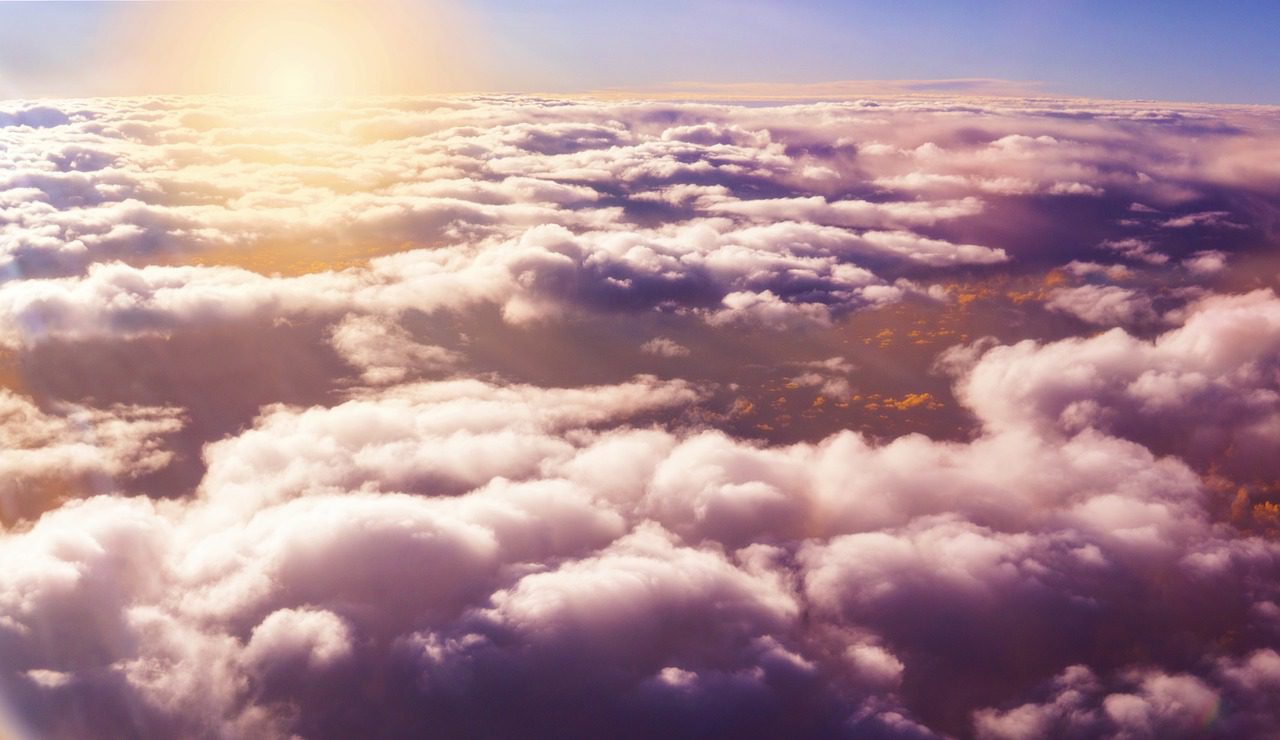 above the clouds, sunset, color
