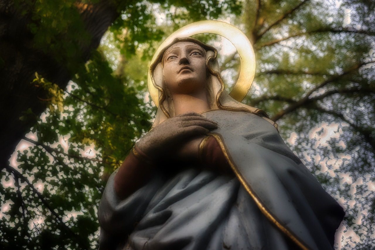 virgin mary statue, religious statue, blessed virgin mary
