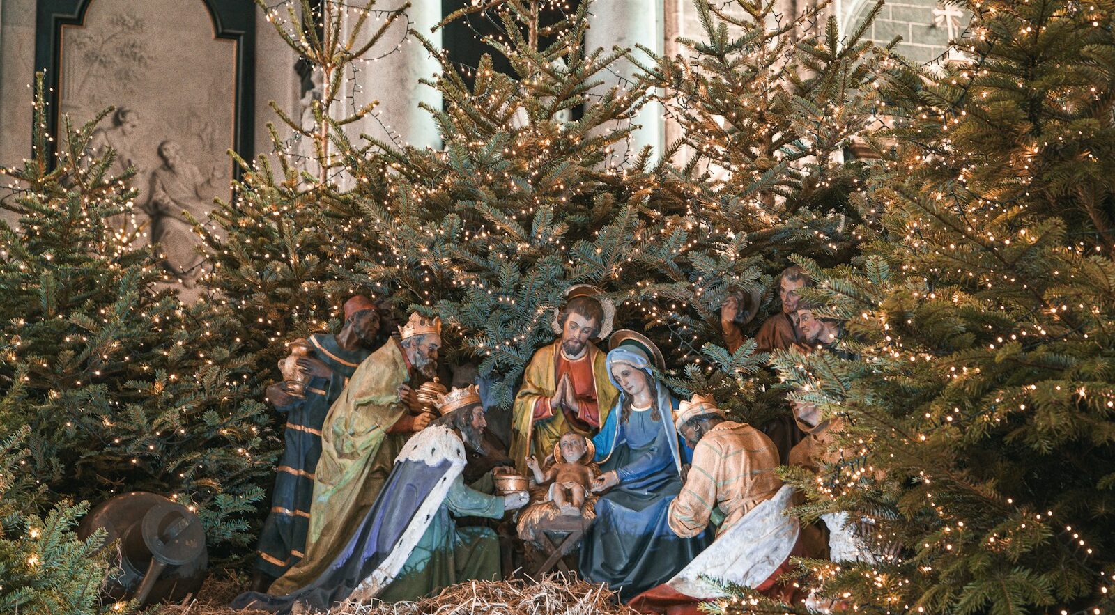 A nativity scene of the birth of jesus
