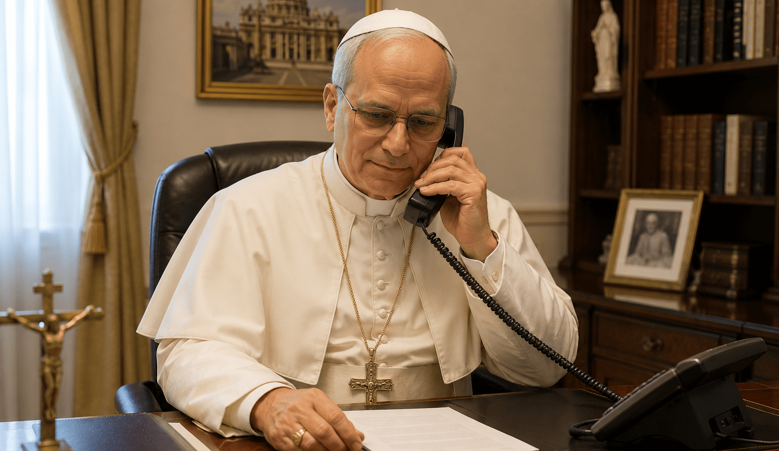 Papa telefonira u uredu