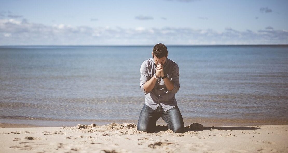 beach, idyllic, man, ocean, peaceful, person, praying, sand, sea, seashore, nature, seaside, shadow, sky, water, kneeling, begging, blue sky, blue beach, blue water, blue sea, blue ocean, blue pray, blue peace, blue sand