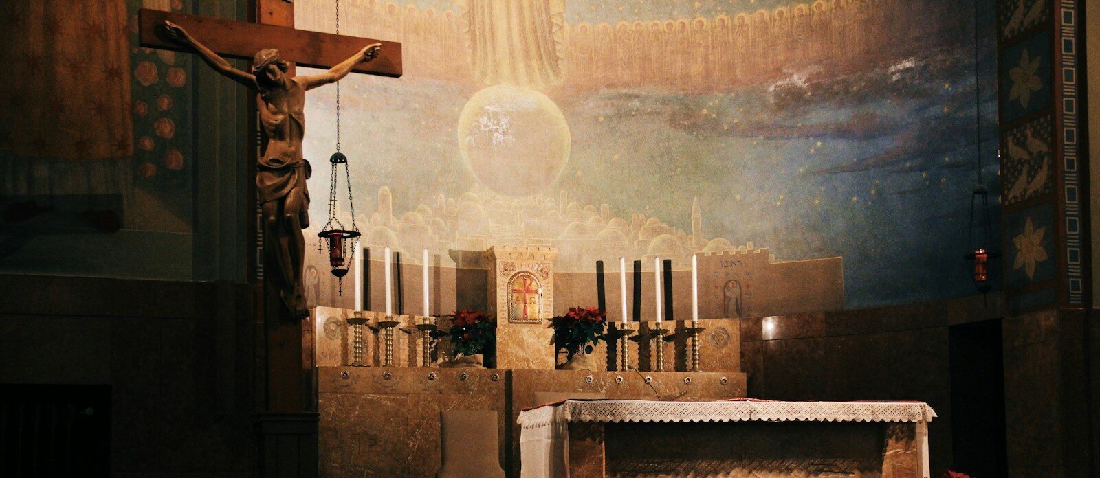 crucifix in an altar painting