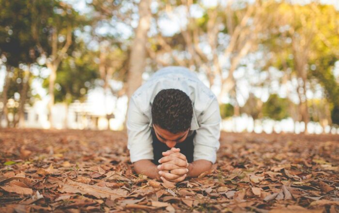 man kneeling