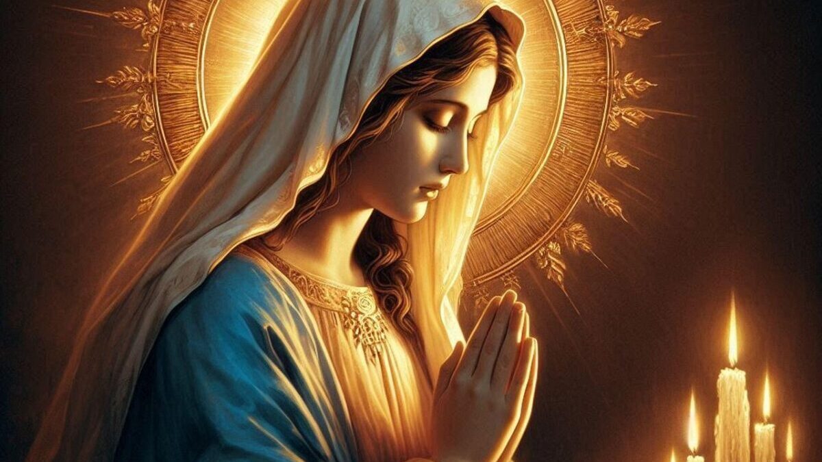 ai generated, blessed mother, blessed virgin, christian, catholic, mary, prayer, candle, worship